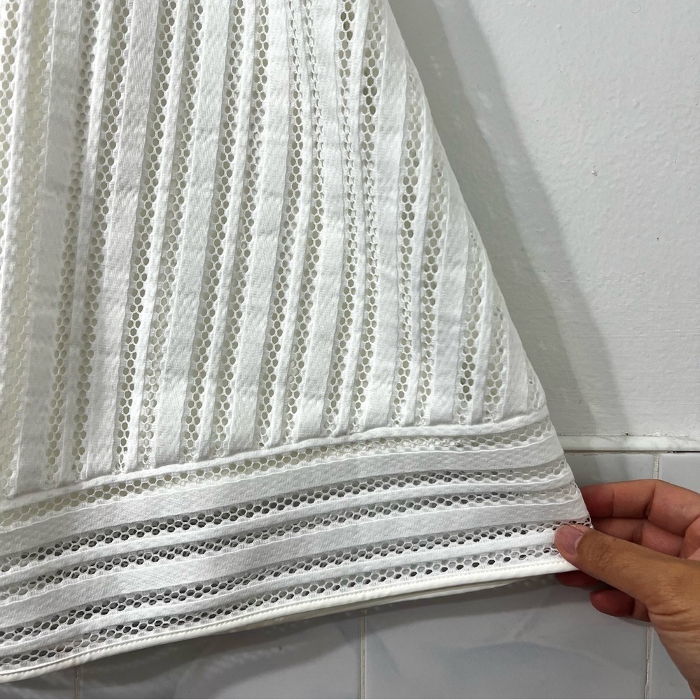 J.Crew 6 White A-Line Lace Eyelet Coastal Preppy Old Money Boho Above Knee Skirt - Picture 4 of 13